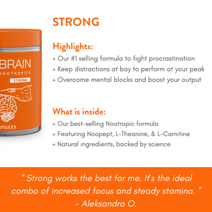 Infographic with repeating the highlights of TruBrain’s Capsules from the right panel information on TruBrain’s Nootropic Capsules.